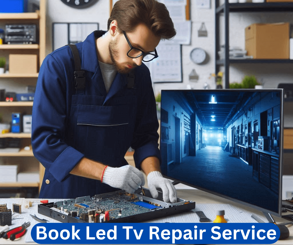 Technician testing TV